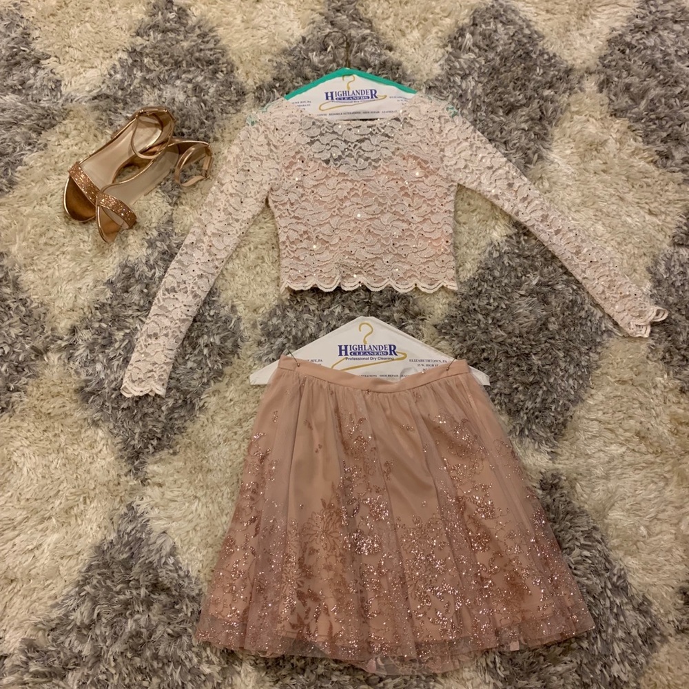 pink nude/ rose gold hoco dress